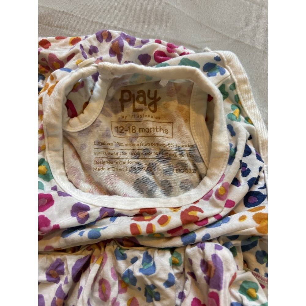Play By Little Sleepies 12-18 Months Romper Baby Girl Ruffle Cheetah Print - Picture 3 of 5